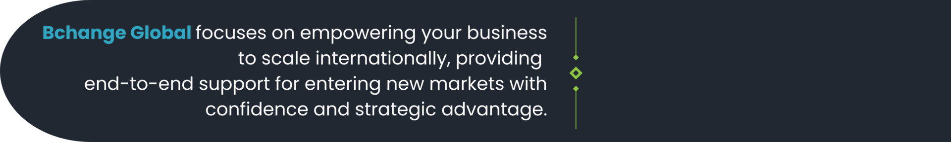 Bchange Global focuses on empowering your business to scale internationally, providing<br />
end-to-end support for entering new markets with confidence and strategic advantage